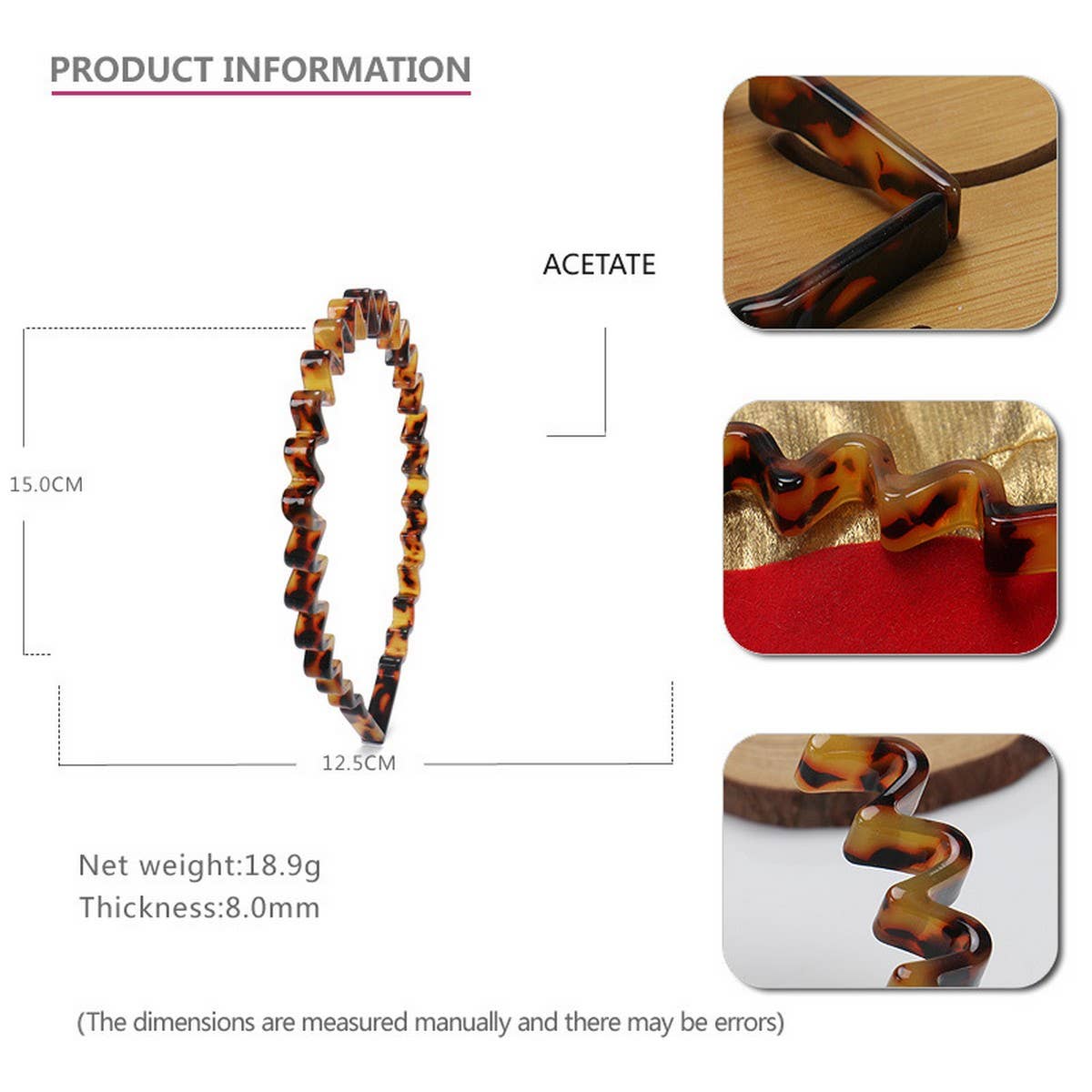 ACETATE SHEET 8MM THICK WAVE HEADBAND_CWAHA4344