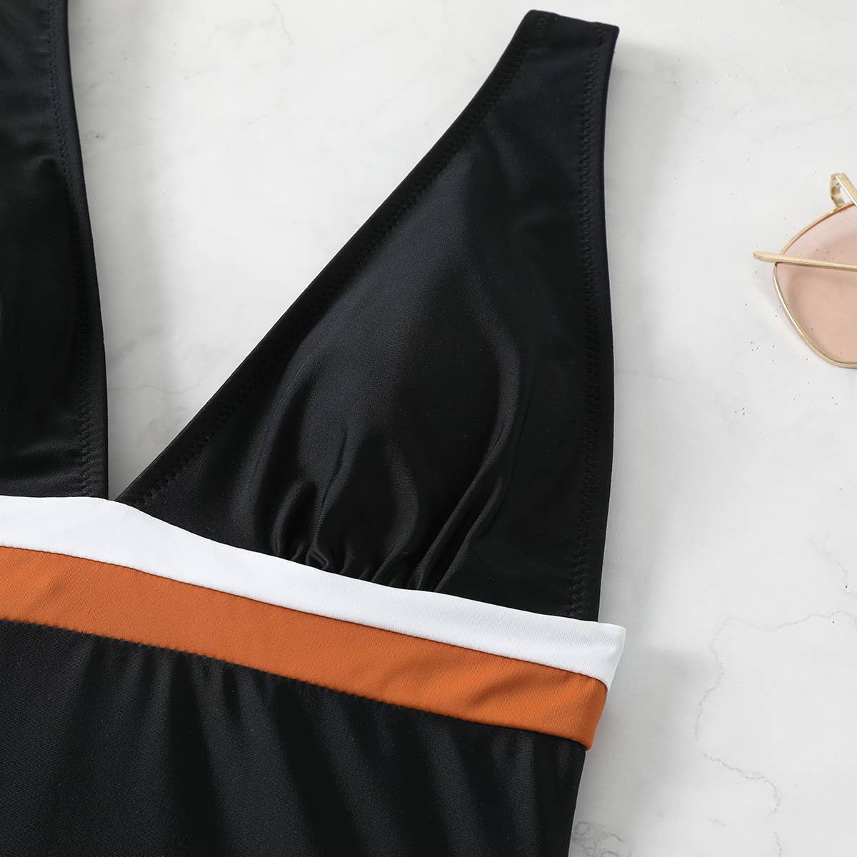 SEXY V NECK ADJUSTABLE LACE UP ONE PIECE SWIMSUIT_CWMW0628