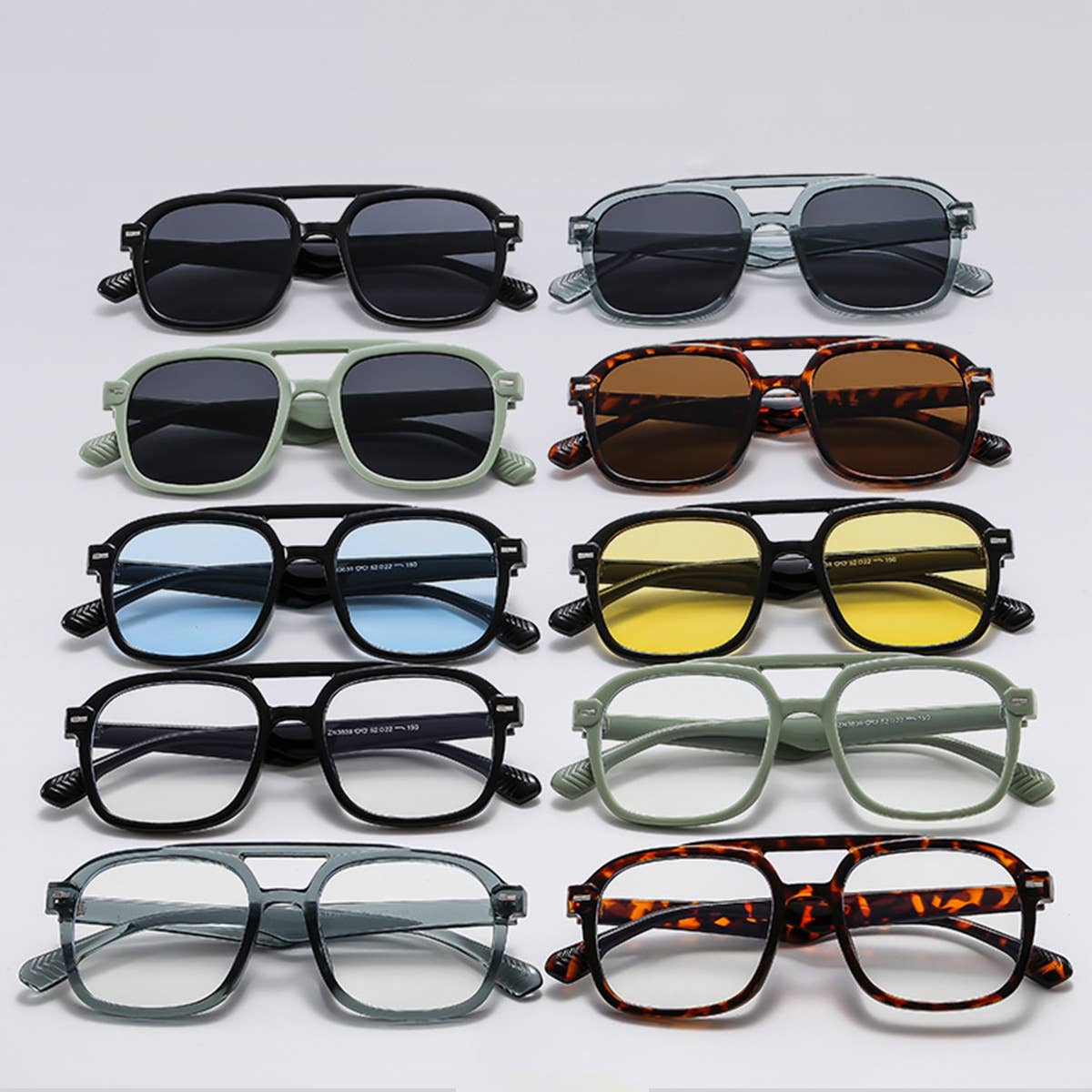 SQUARE FASHION RETRO DOUBLE BRIDGE SUNGLASSES_CWASG0537