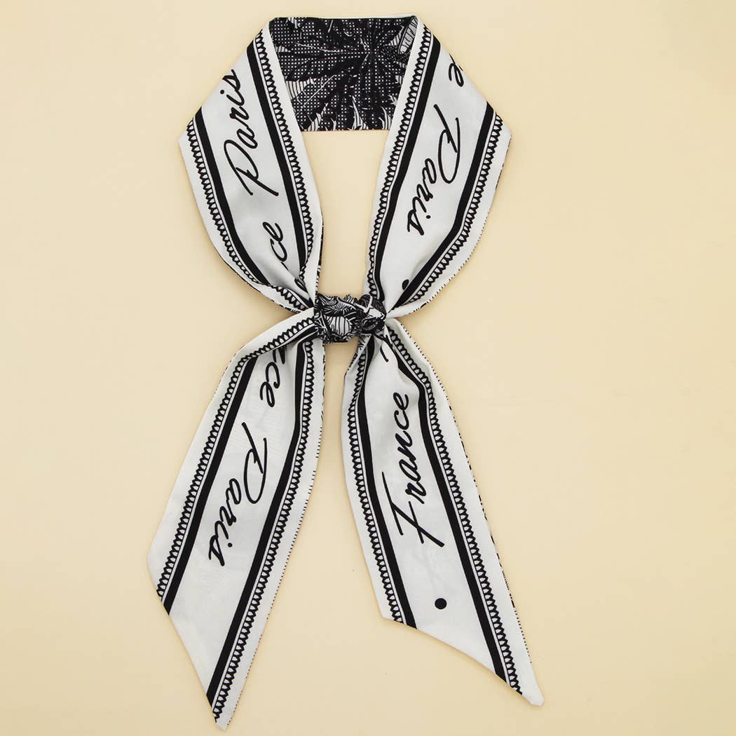 FLORAL LETTER PRINT SCARF HEADBAND BAG STRAP_CWASC0061