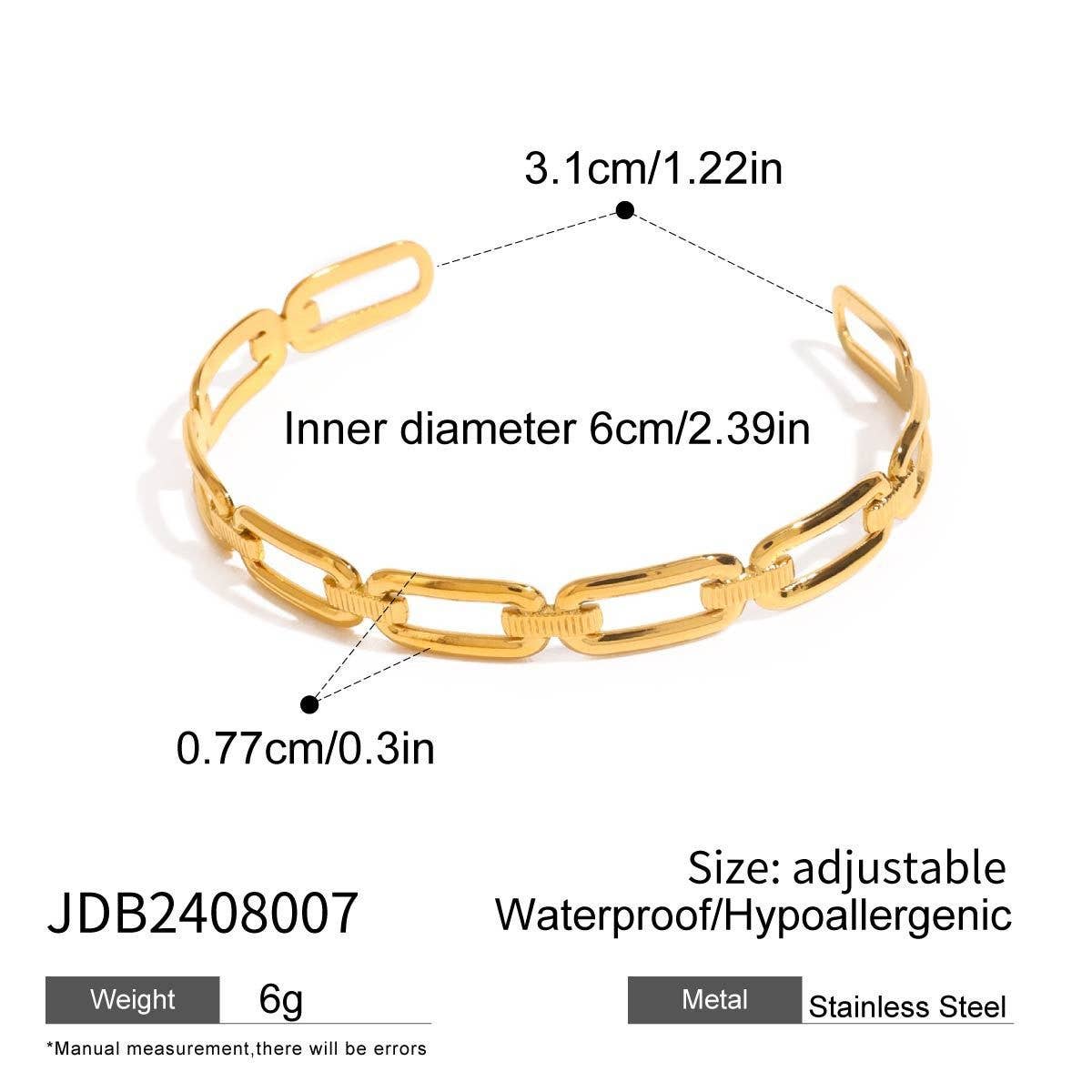 CLASSIC 18K GOLD STEEL OPEN SPLIT CUFF BRACELET_CWAJE4897