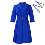 SOLID COLOR SUIT COLLAR HIGH WAIST DRESS_CWDSD6065