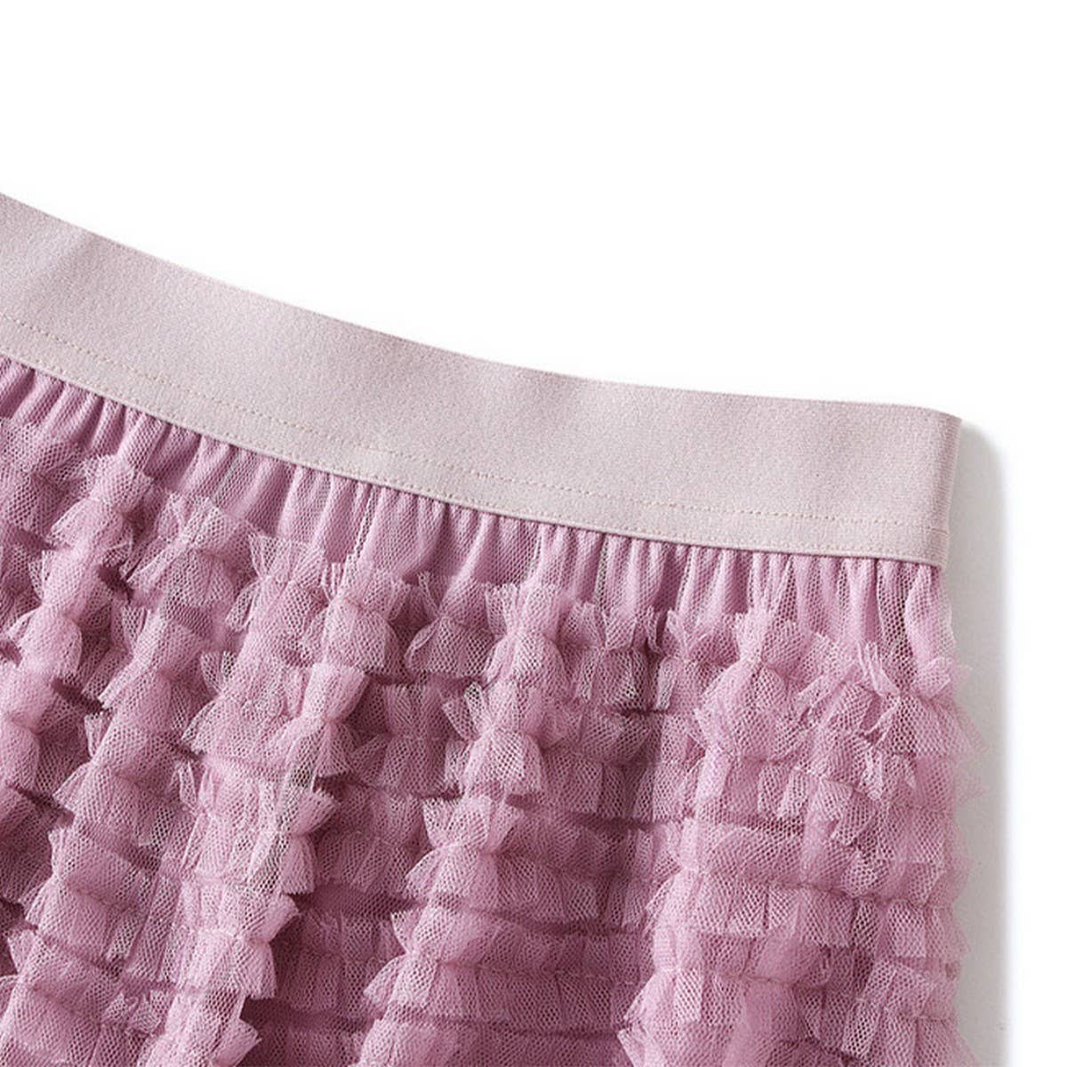 White Tulle Tiered Pleated A-Line Maxi Skirt_Cwbms0369