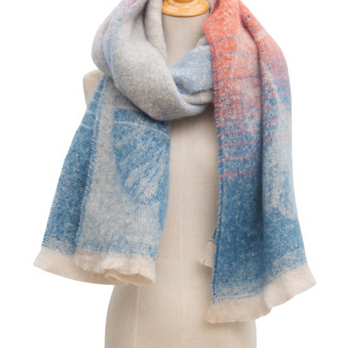 GINKGO JACQUARD SCARF LOOP YARN FRINGE WINTER_CWASC0864