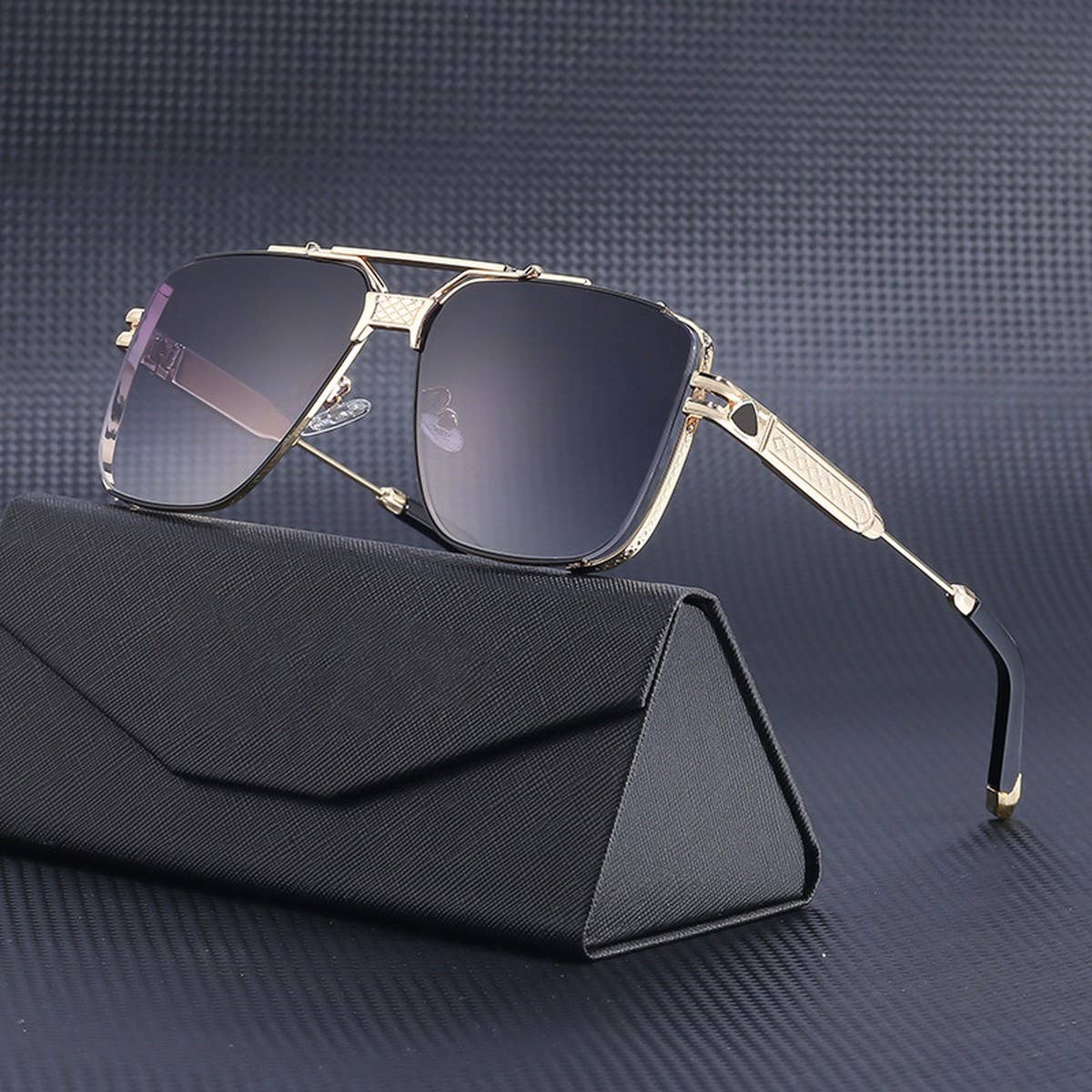 STEAMPUNK SQUARE FRAME CUT EDGE SUNGLASSES_CWASG0646