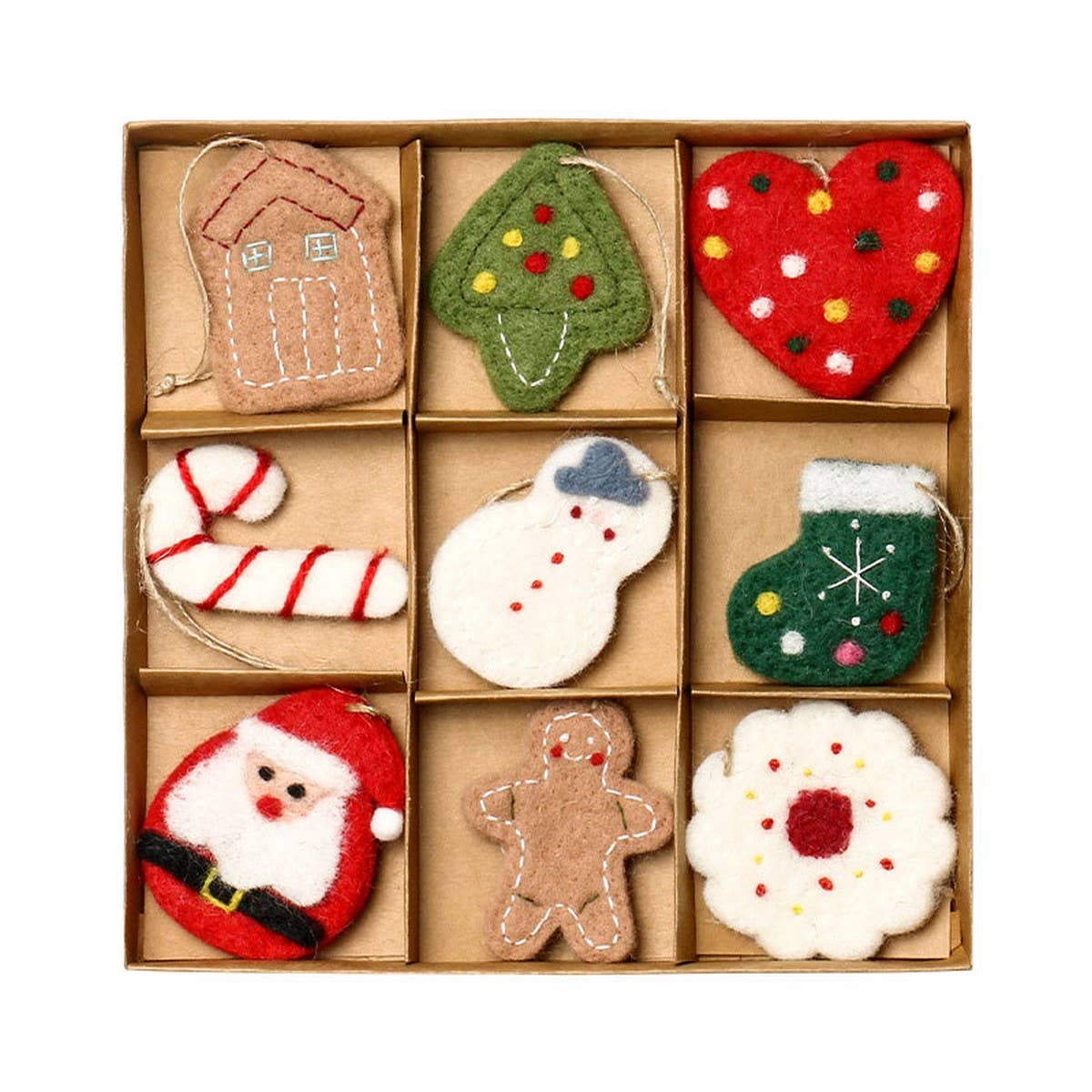 Wool Felt Santa Claus Christmas Ornament Set_Cwmm9909