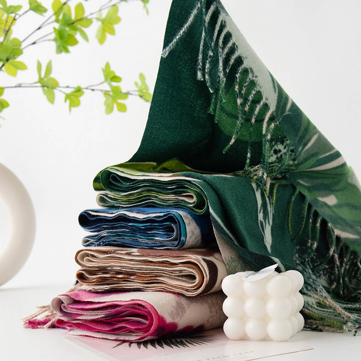 SOFT SCARF ELEGANT PRINT TASSEL WRAP FOR WOMEN_CWASC0918