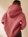 Solid Color Long Sleeve Loose Hooded Sweatshirt