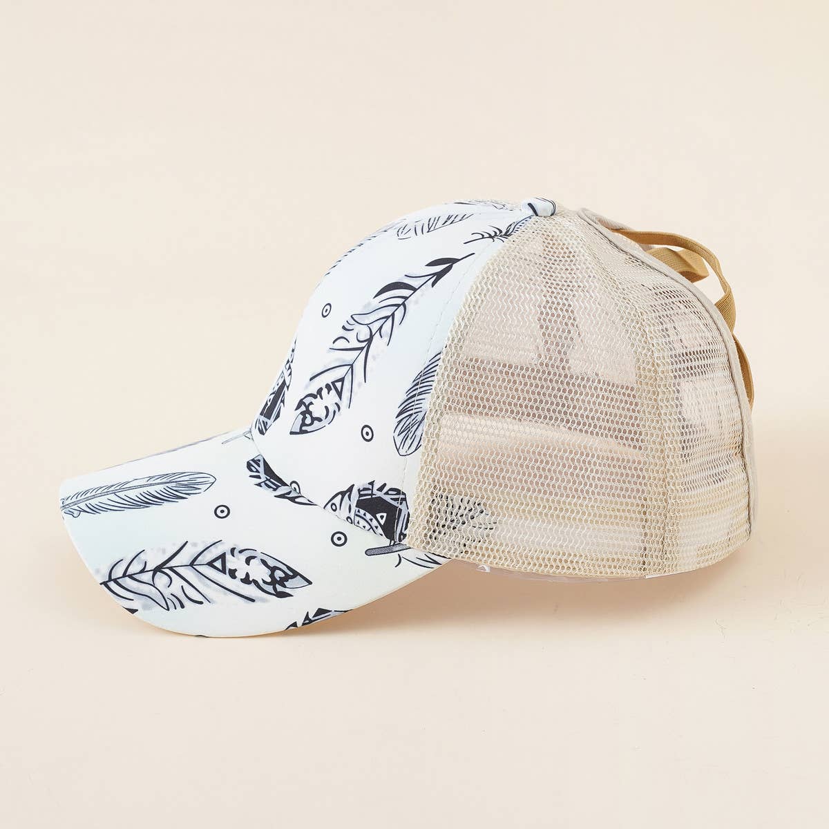 Women Floral Ponytail Visor Baseball Cap_Cwah1405