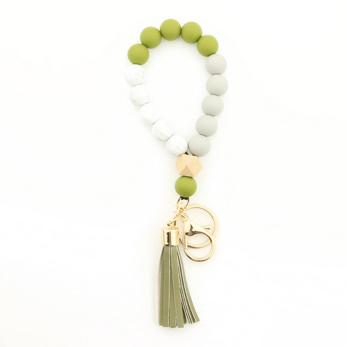 BEECH WOOD SILICONE BEAD WRISTLET KEYCHAIN_CWMM7006