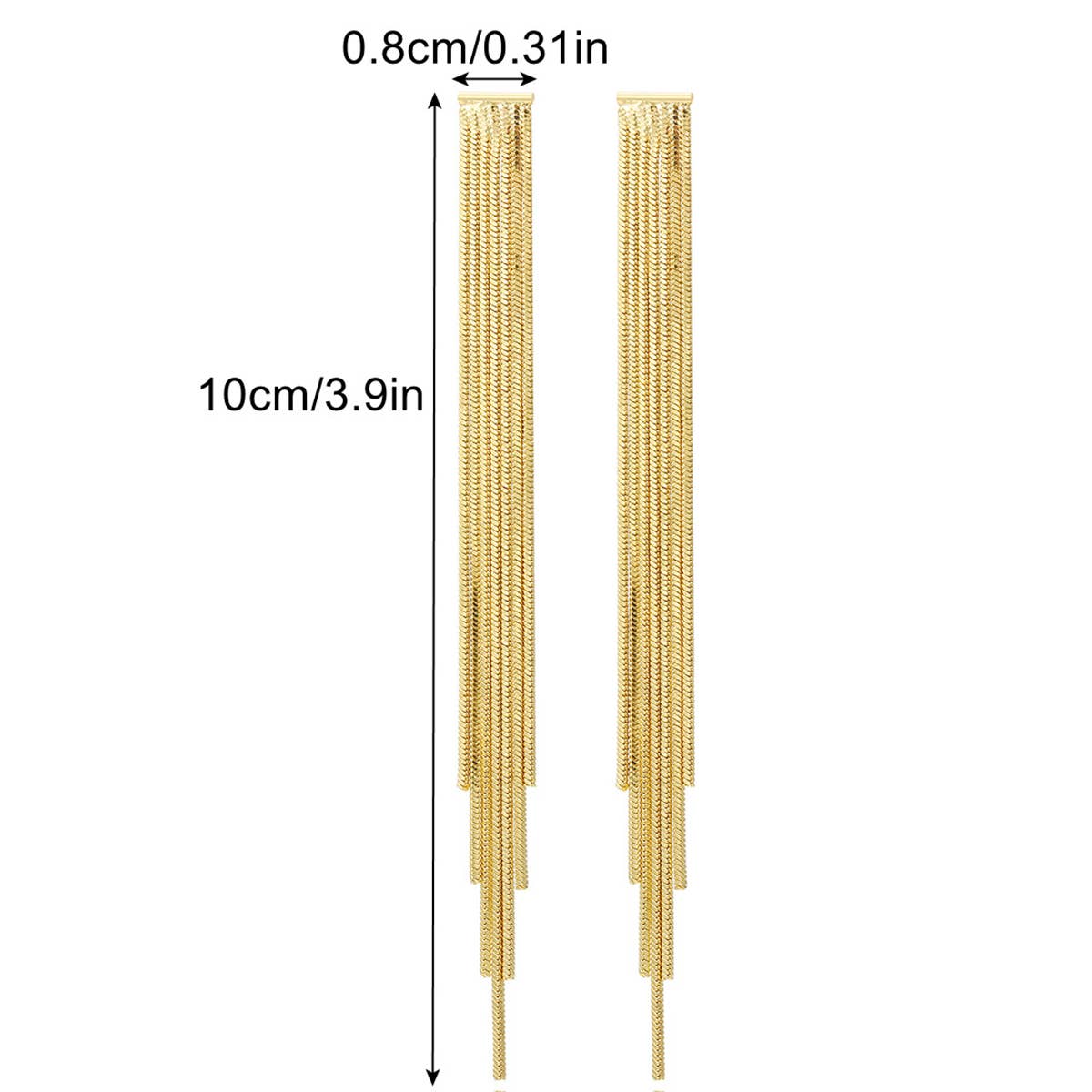 RHINESTONE DECOR METAL TASSEL DROP EARRINGS_CWAJE0451