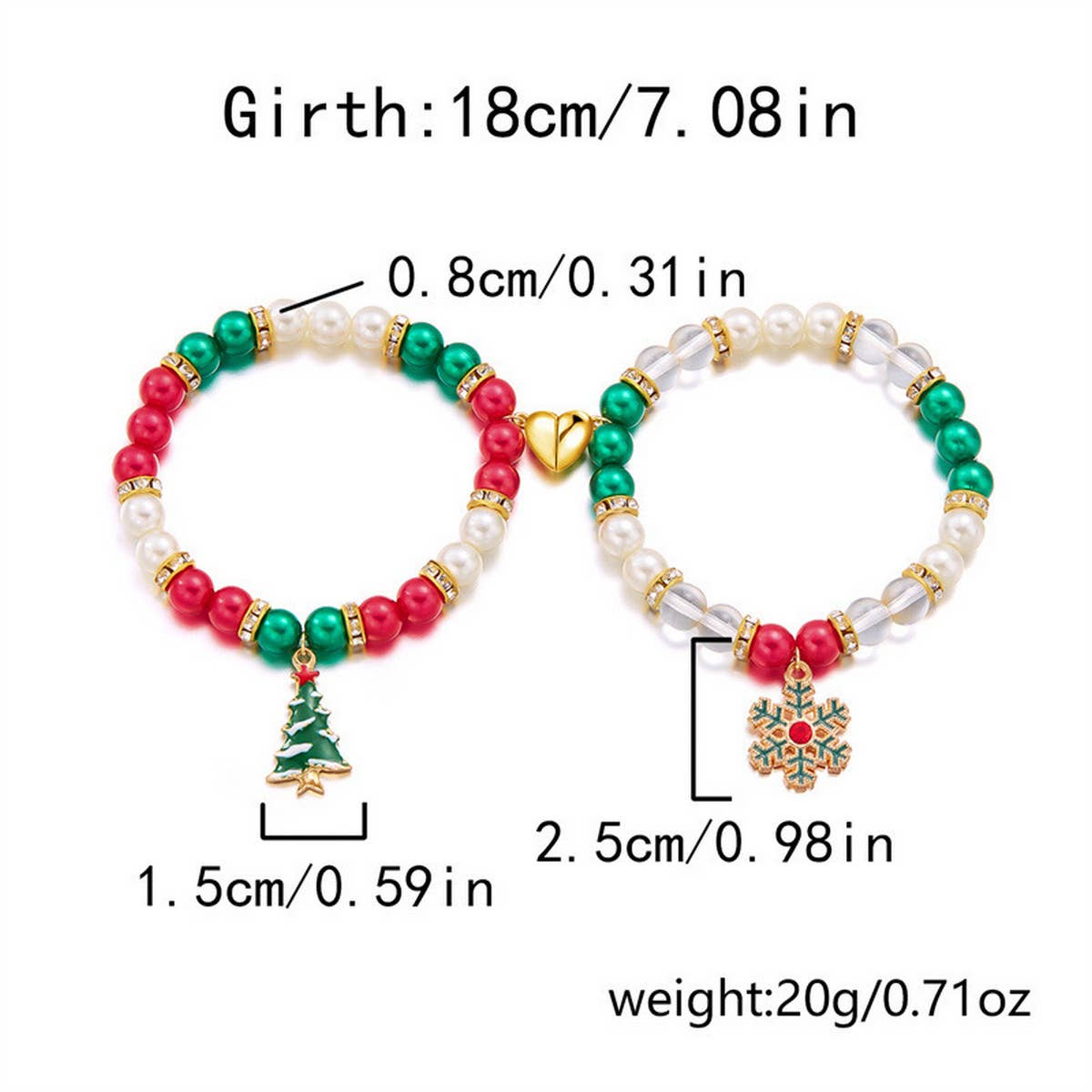 CHRISTMAS SNOWFLAKE PENDANT MAGNETIC BRACELET_CWAJE2387