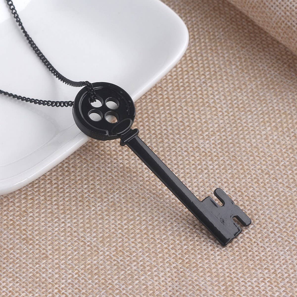 Vintage Personalized Black Key Pendant Necklace