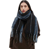 STRIPED FRINGE SCARF WINTER KNITTED SHAWL_CWASC0880