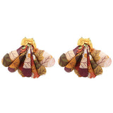 BOHO HANDMADE FLORAL EARRINGS LEOPARD PRINT FABRIC_CWMM6176