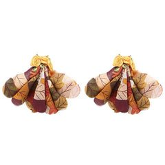 BOHO HANDMADE FLORAL EARRINGS LEOPARD PRINT FABRIC_CWMM6176