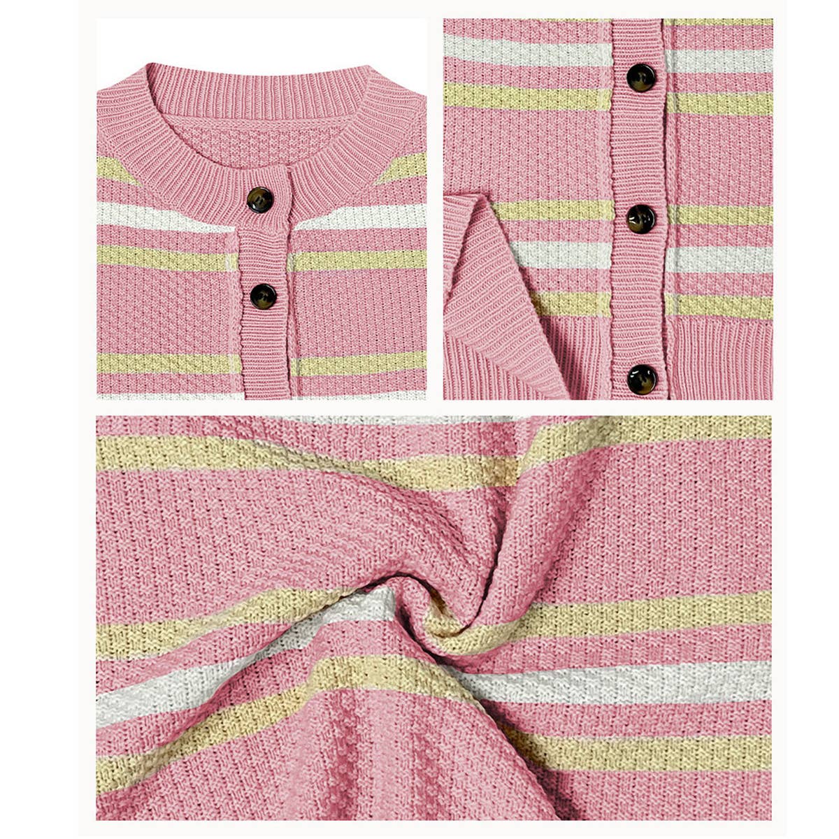 Two-Color Single-Breasted Short Knitted Cardigan