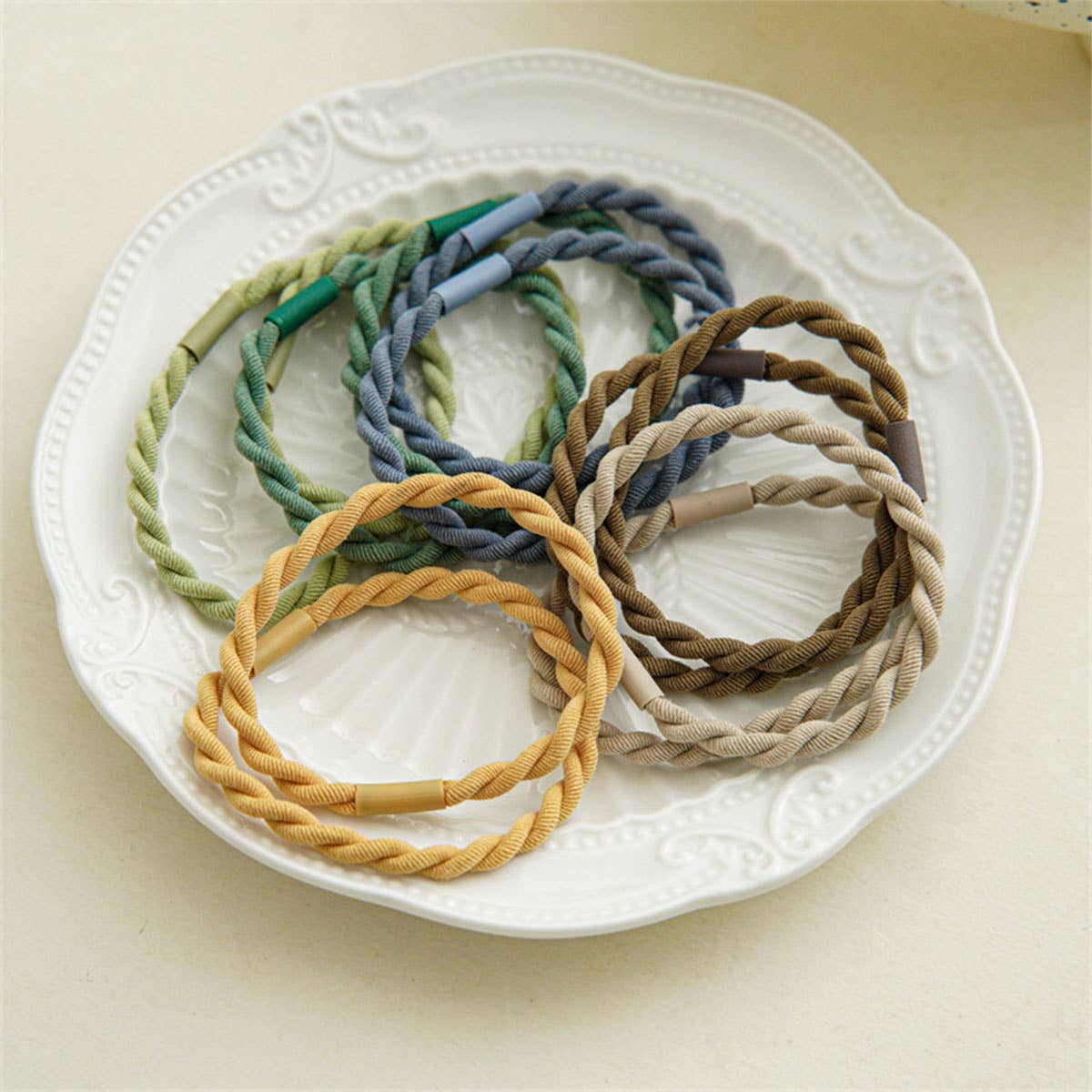 10PCS BRAIDED CORD SUPER STRETCHY ELASTIC HAIR TIE_CWAHA0331