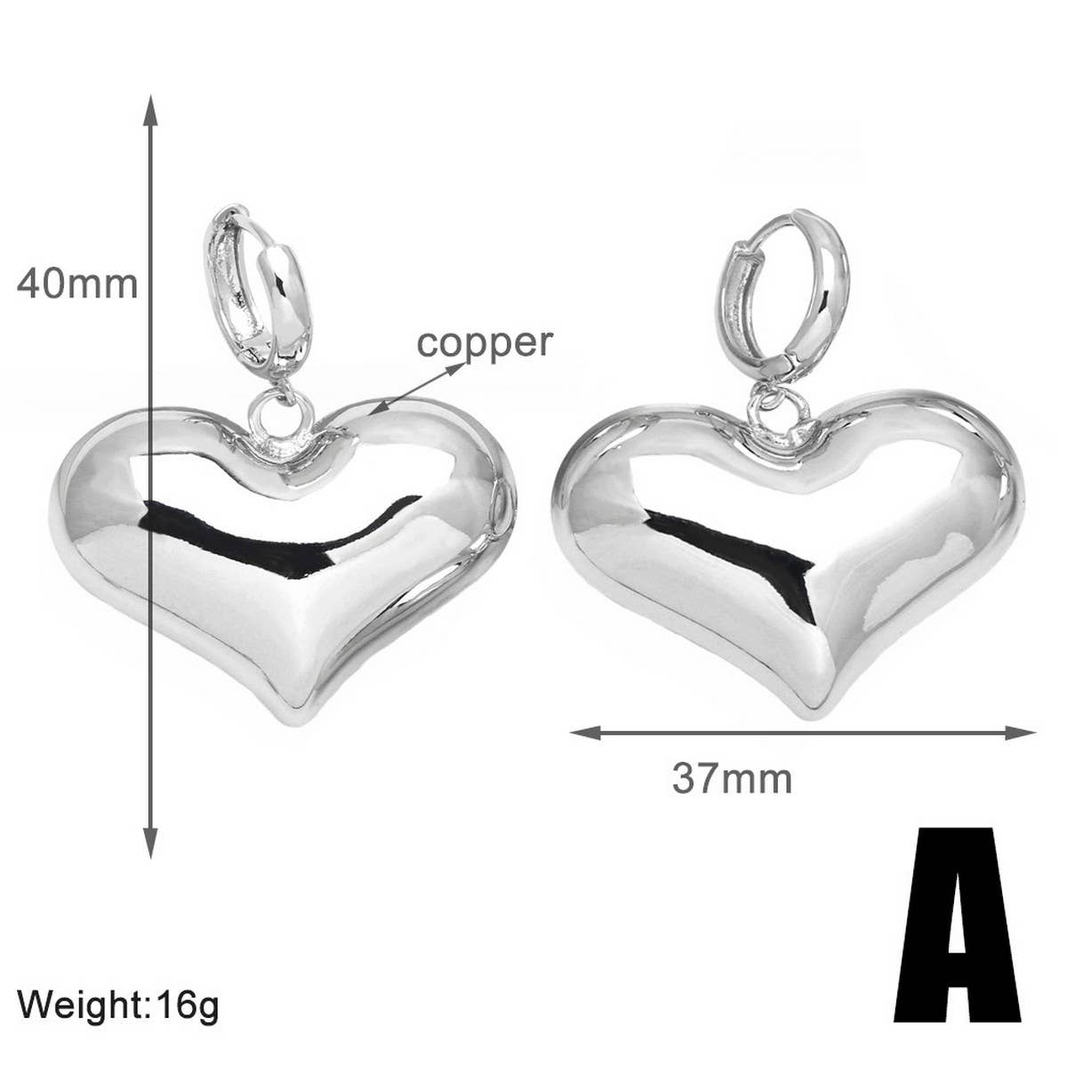 SILVER HEART SHAPED PENDANT EARRINGS_CWAJE1034