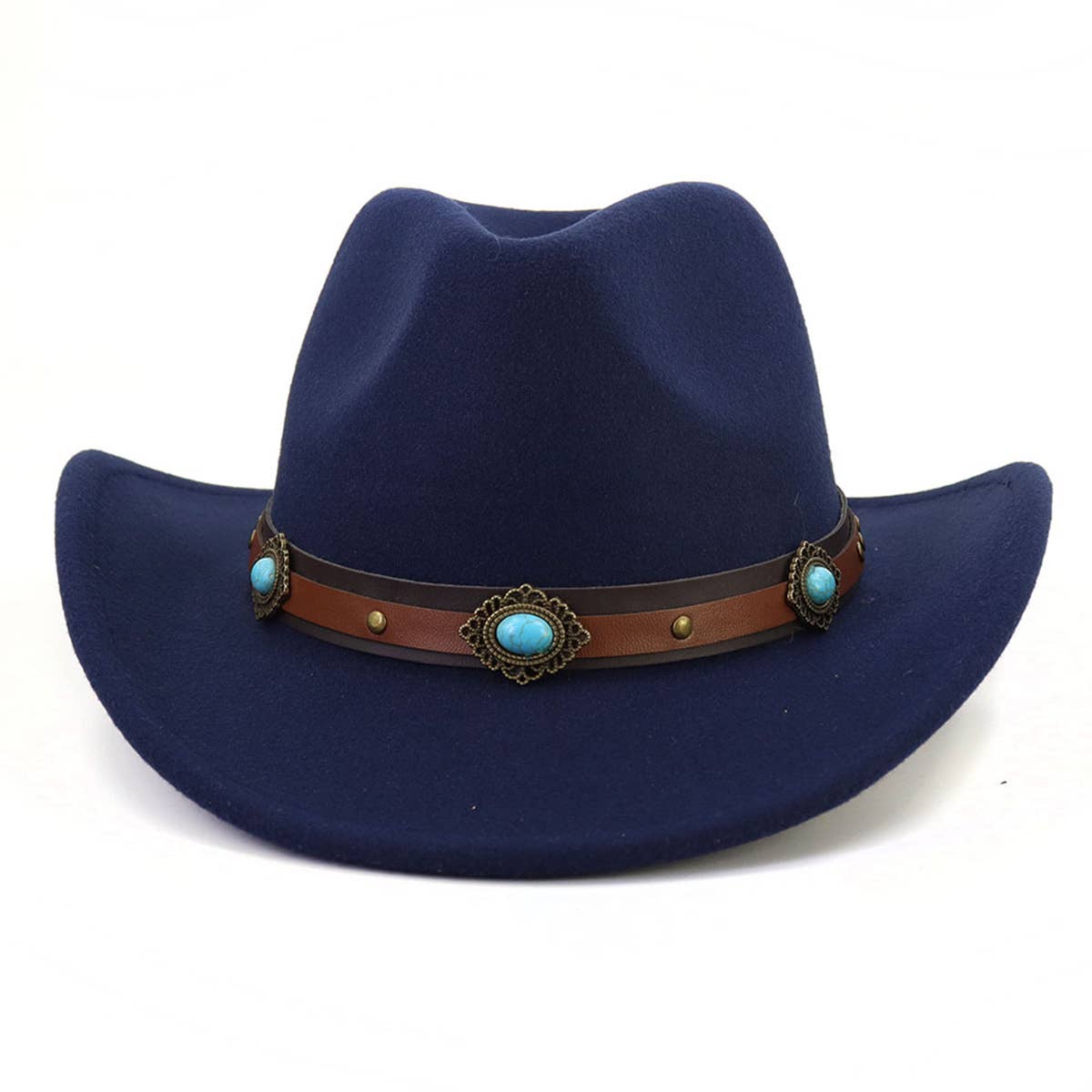 Turquoise Trim Western Cowboy Hat For Women_Cwah0688