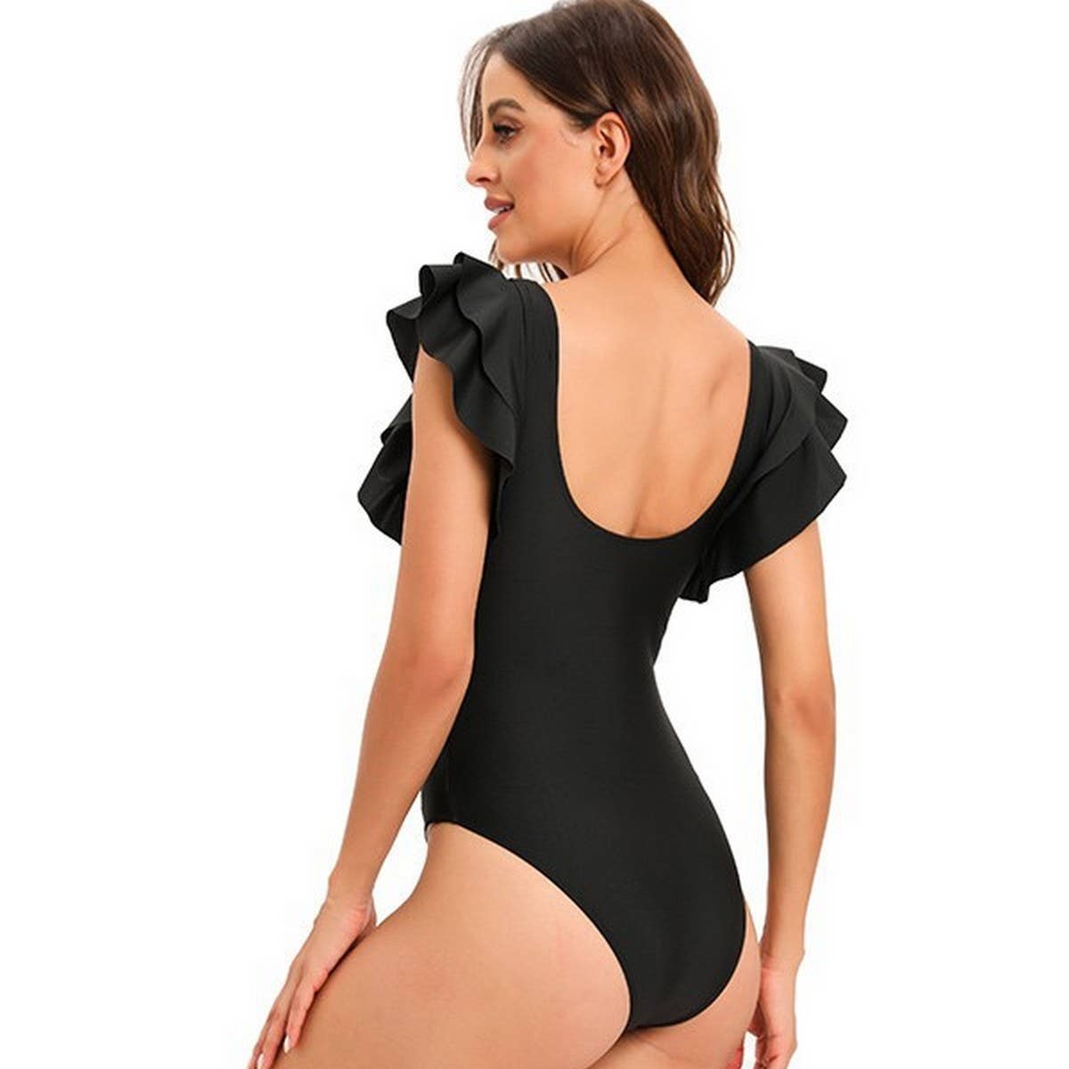 Womens Solid Color Bikini Sexy One-Piece Swimsuit