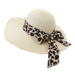 LEOPARD PRINT ROUND TOP STRAW HAT_CWAH1244
