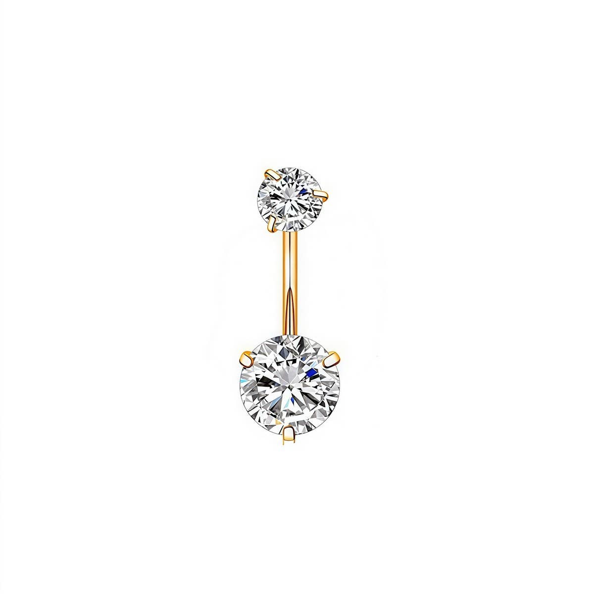 ROUND CZ 3 PRONG STAINLESS STEEL NAVEL RING_CWMM9377