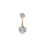 ROUND CZ 3 PRONG STAINLESS STEEL NAVEL RING_CWMM9377