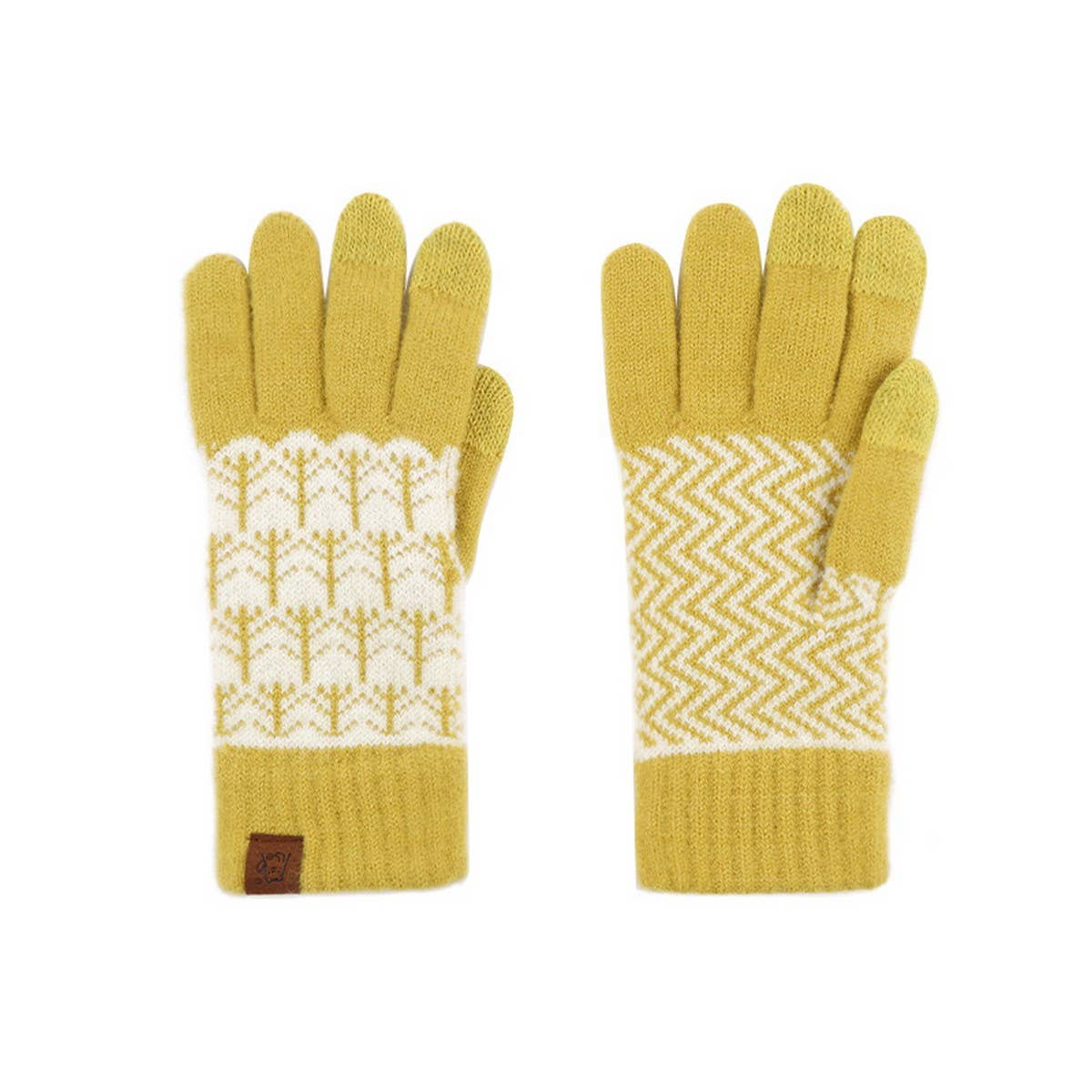CONTRAST COLOR WOOL KNITTED JACQUARD WARM GLOVES_CWMM2879