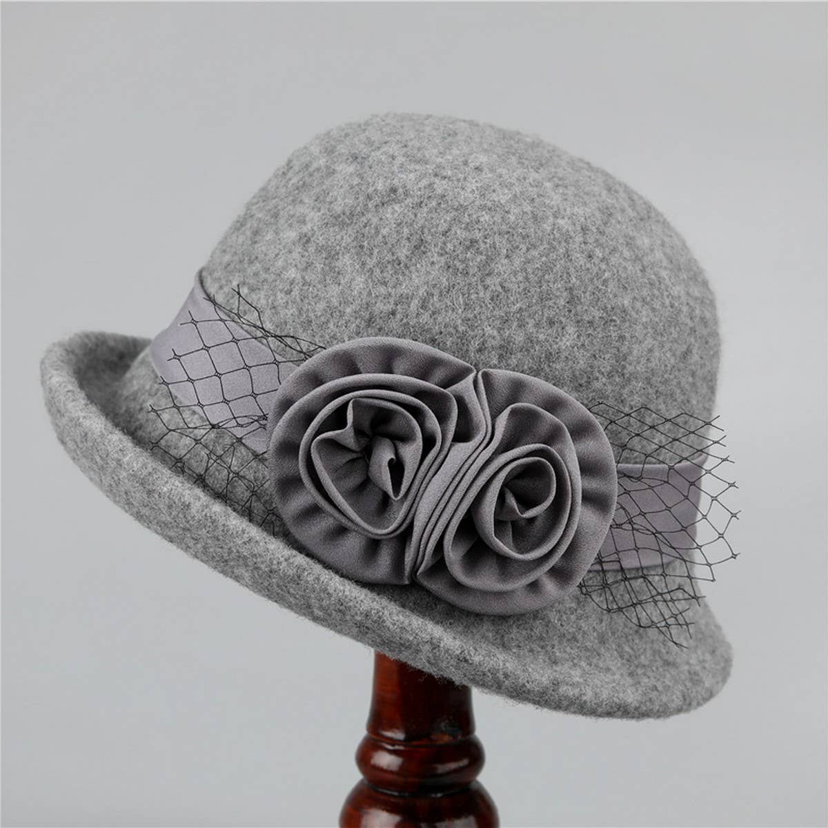 AUTUMN AND WINTER WARM FLOWER CURLED BUCKET HAT_CWAH1796