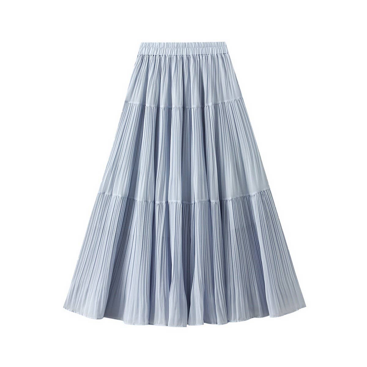 FRESH CHIFFON A LINE SKIRT WITH YOUTHFUL VIBES_CWBMS0354
