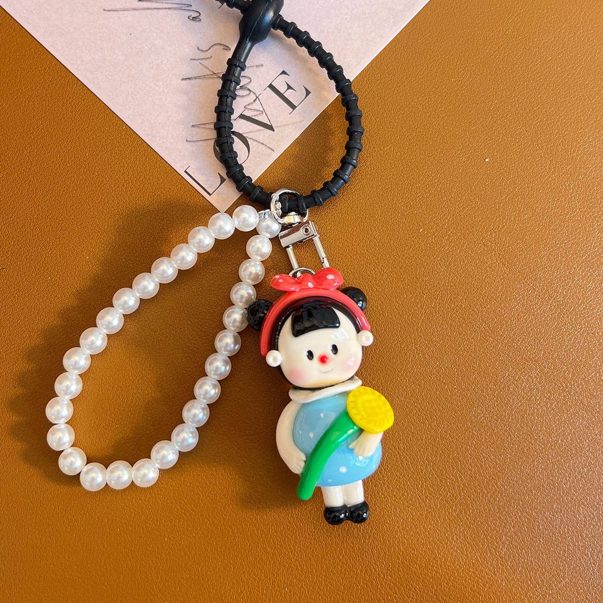 NEW CARTOON CLAY KEYCHAIN PEARL CHAIN GIFT CHARM_CWMM7879