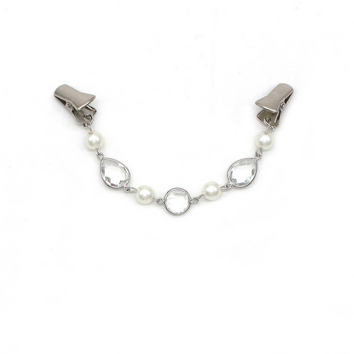 NEW CRYSTAL PEARL BUTTERFLY CHAIN SHAWL CLIP_CWMM2195