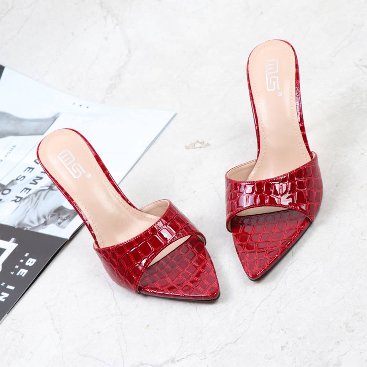SNAKESKIN PATTERN POINTED TOE STILETTO PUMPS_CWSHS0609