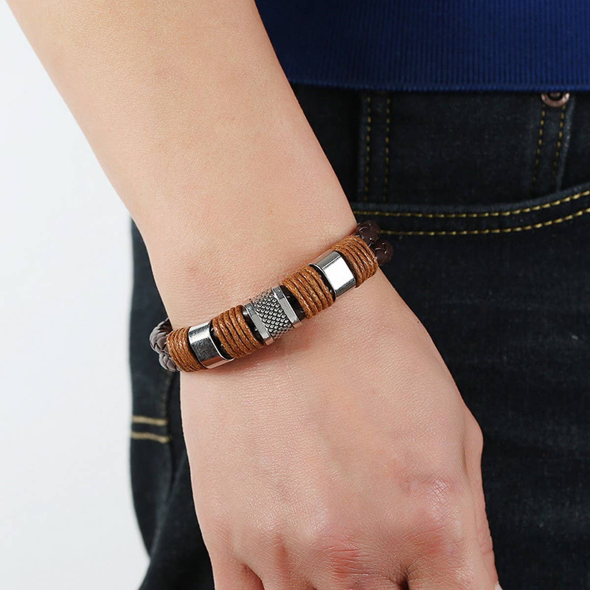 MENS PERSONALIZED SIMPLE LEATHER BRACELET_CWMM4470