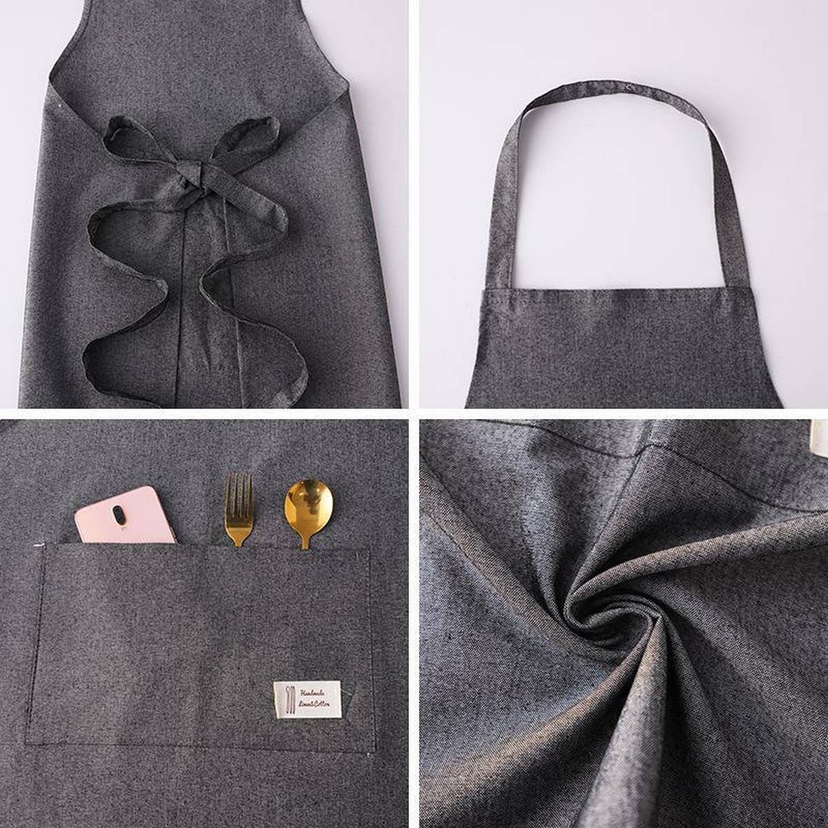 SOLID COLOR THIN APRON WITH POCKETS BULK_CWMM2036
