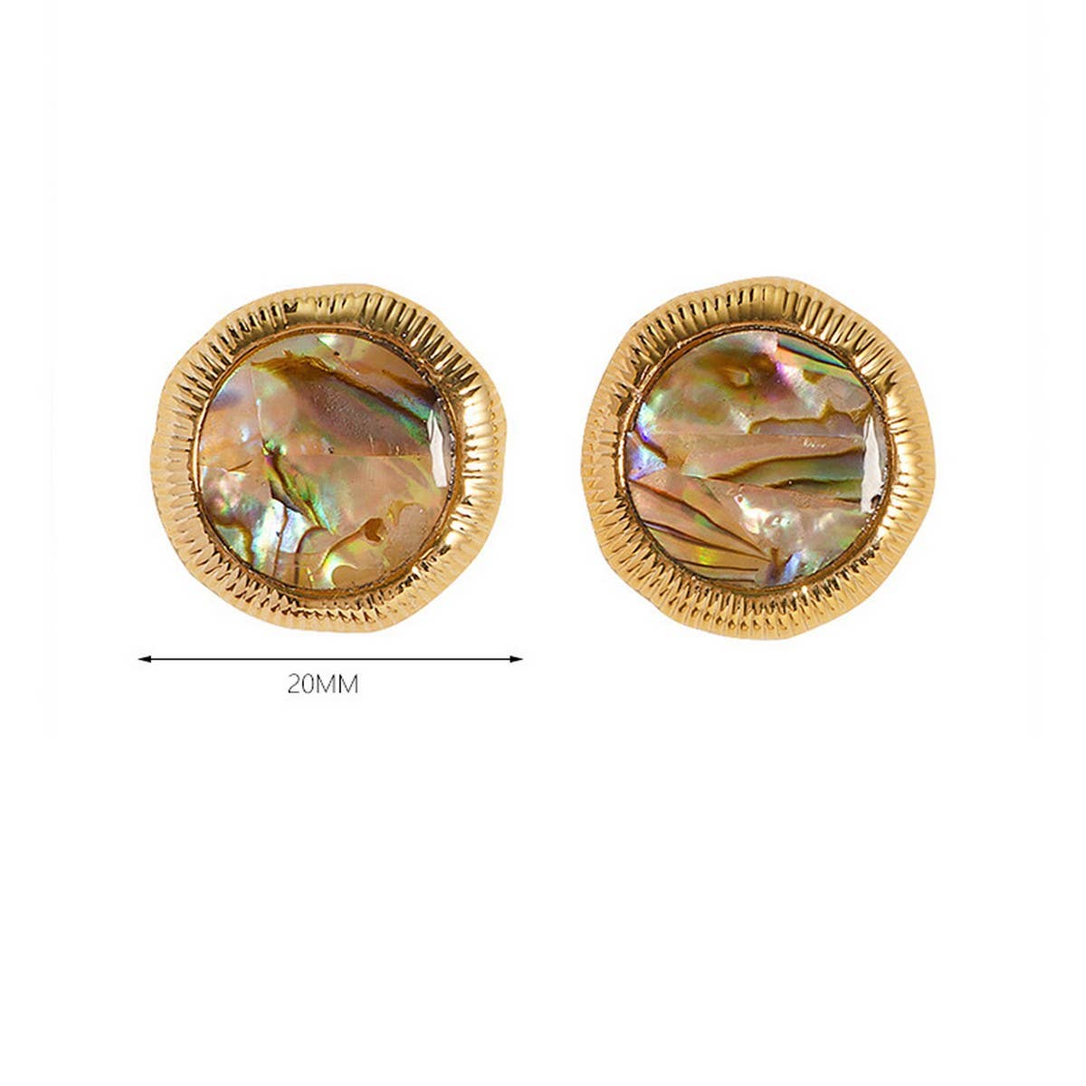 IRREGULAR GEOMETRIC ROUND ABALONE EARRINGS_CWMM4358