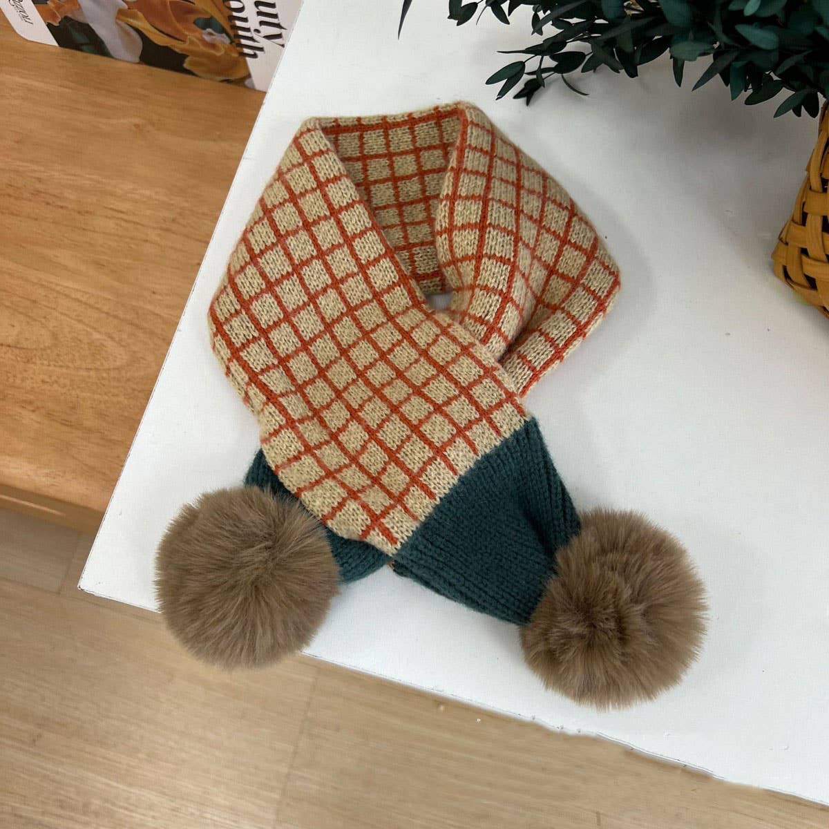 KNIT SCARF COZY WINTER CROSS NECK WARMER FOR KIDS_CWASC2101