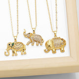 ELEPHANT GOLD PLATEDPENDANT NECKLACE INLAID ZIRCON_CWAJE0901