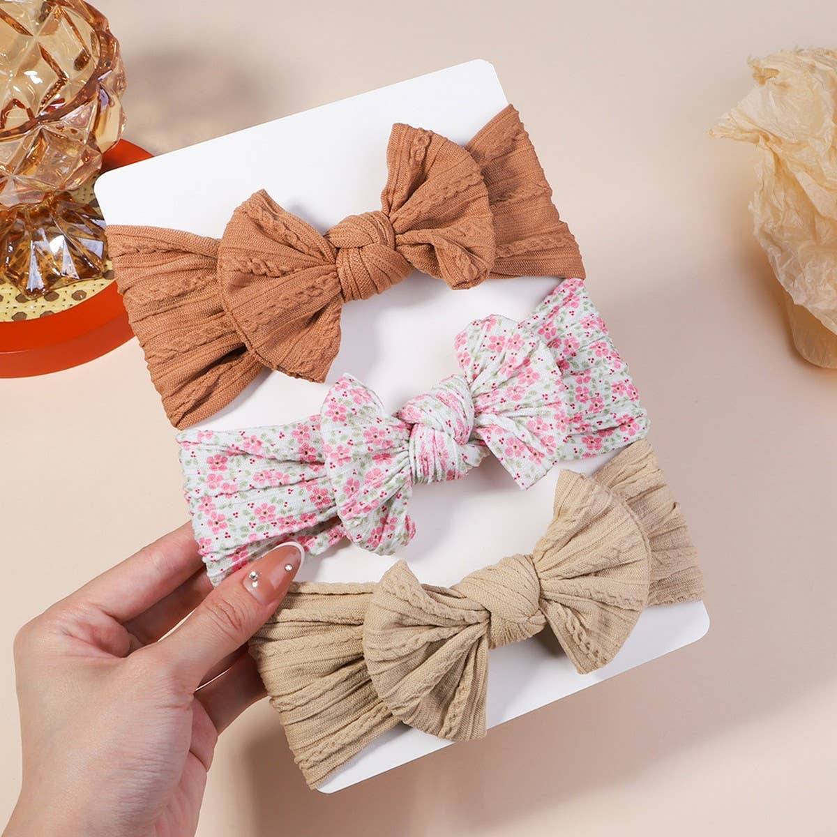 BABY HEADBAND SET WITH JACQUARD BOW_CWAHA6683