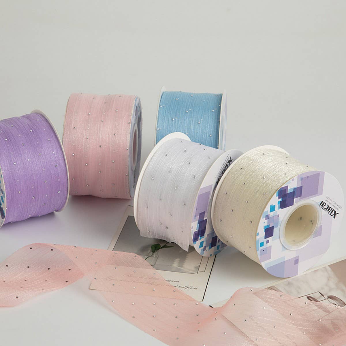 SILVER DOT HOT DIAMOND RIBBON BOW DIY RIBBON_CWMM5773