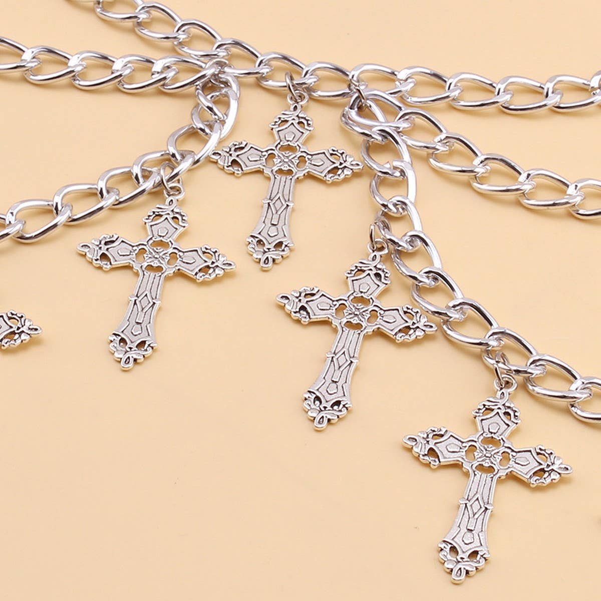 ALLOY HOLLOW CROSS PENDANT WAIST CHAIN BODY CHAIN_CWMM0652