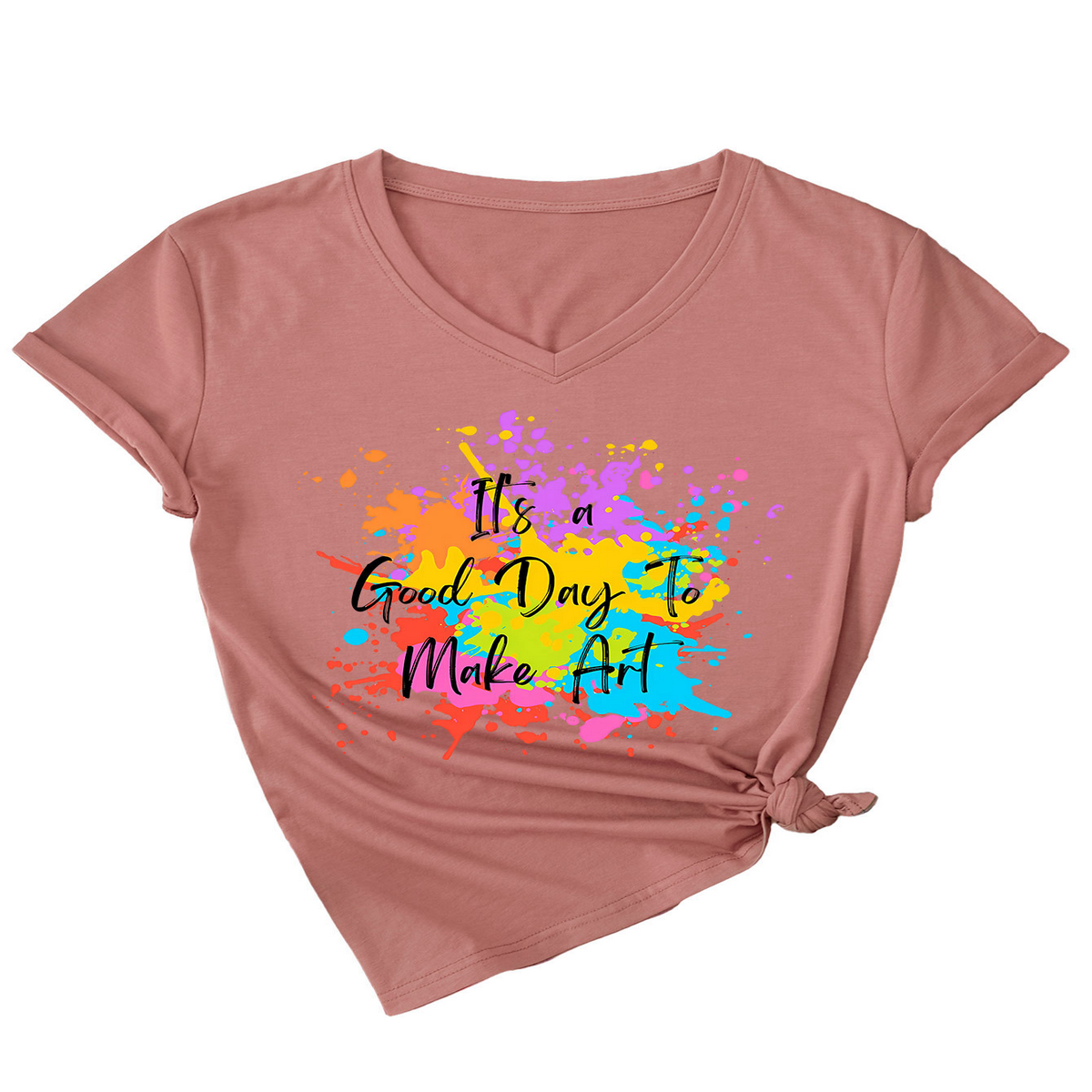 IT S A GOOD DAY TO MAKE SOMETHING V NECK TEE_CWTTS1539