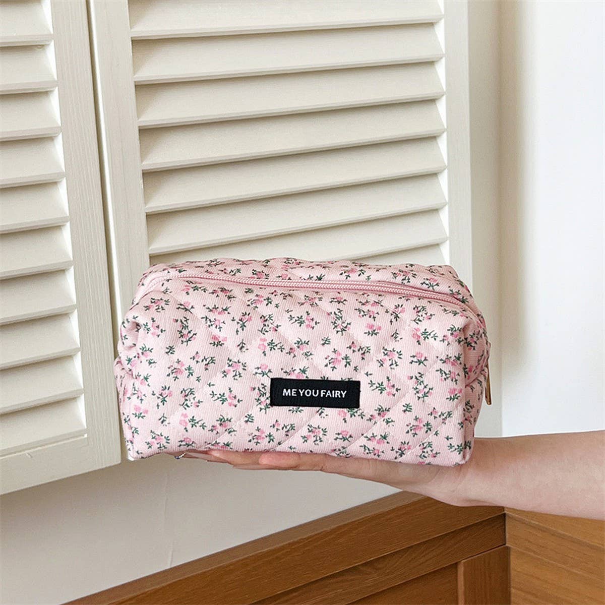 Floral Cotton Makeup Bag Large Travel Hand Pouch_Cuab00721
