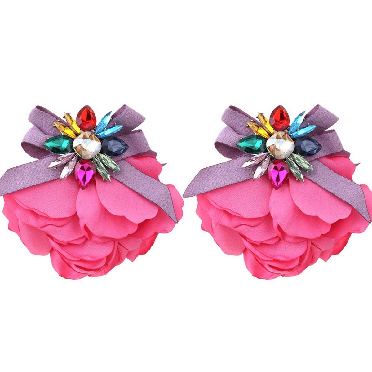 HANDMADE STARFISH FLORAL RHINESTONE EARRINGS_CWMM6177