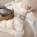 Womens Thick Wool Slouchy Retro Crew Socks_Cwms03286