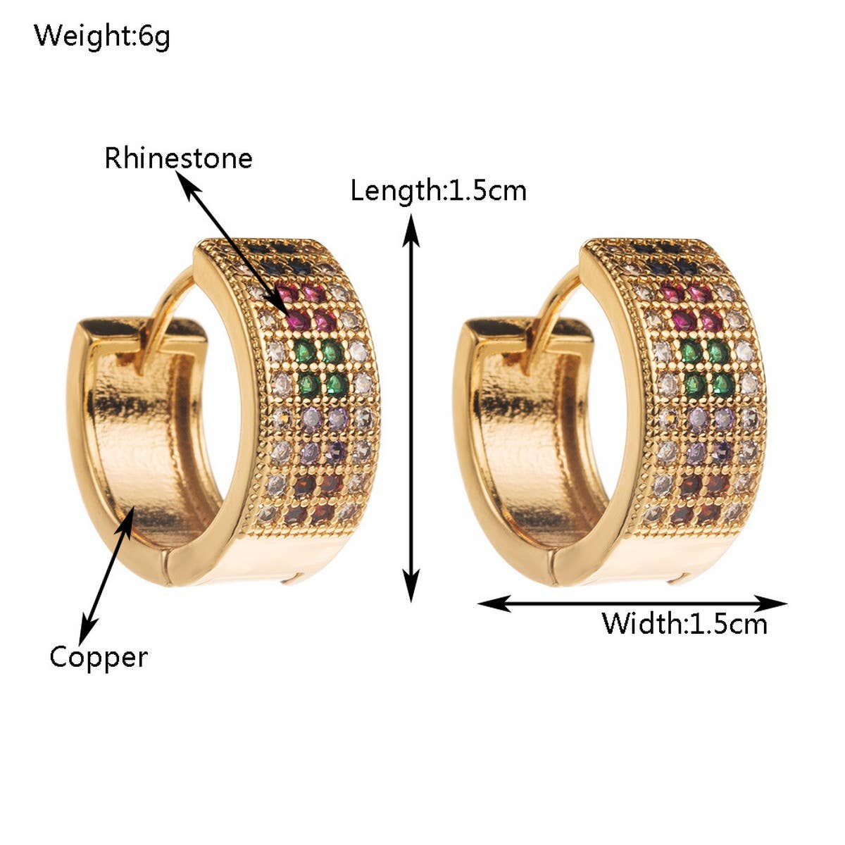 CREATIVE GEOMETRIC GOLD PLATED HOOP EARRINGS_CWMM8522