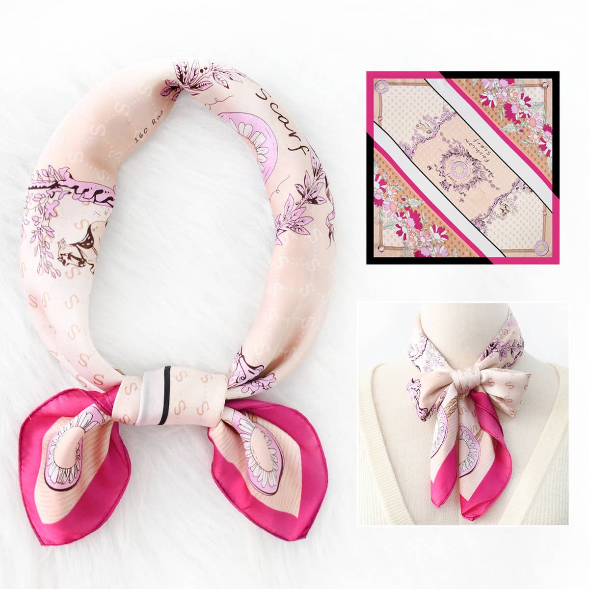 ARRIVAL ENGLISH LETTER FLOWER SQUARE SCARF_CWASC1169
