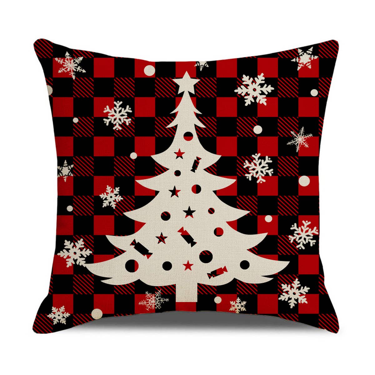 CHRISTMAS TREE RED AND BLACK PLAID PILLOWCASE_CWMM1409