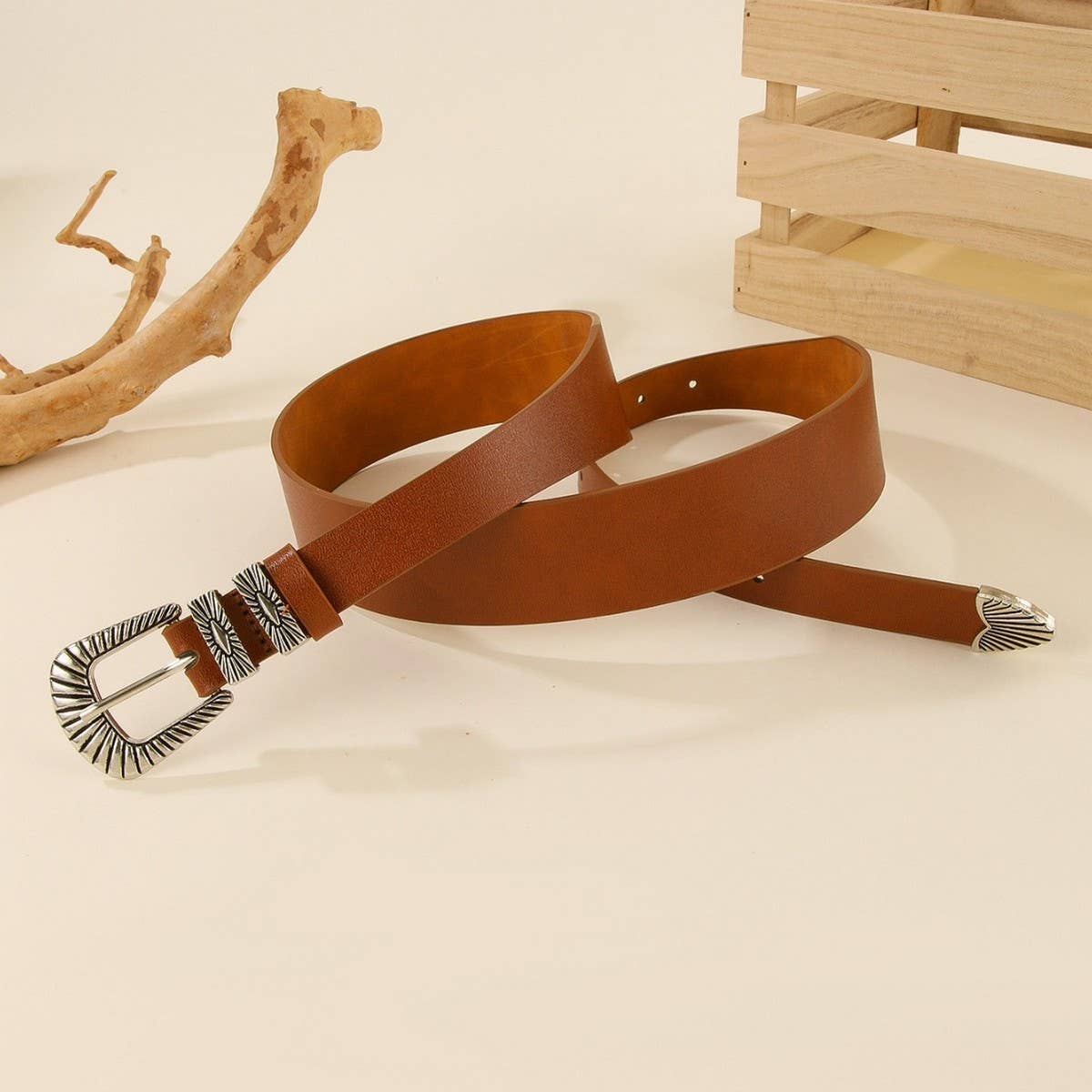 ALL MATCH DECORATIVE RETRO NICHE BLACK TPE BELT_CWMM3946